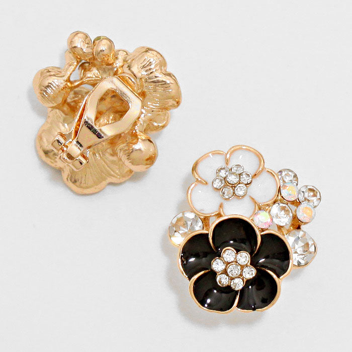 iLLASPARKZ Bubble Crystal Flower Clip on Earrings
