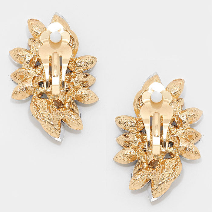 iLLASPARKZ Swirl glass crystal marquise cluster clip on earrings