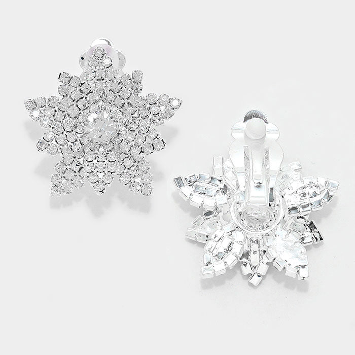 iLLASPARKZ Pave flower clip on earrings