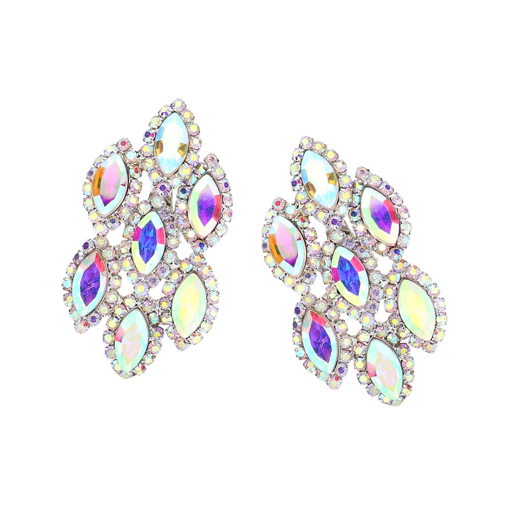 iLLASPARKZ Marquise Stone Embellished Clip On Earrings