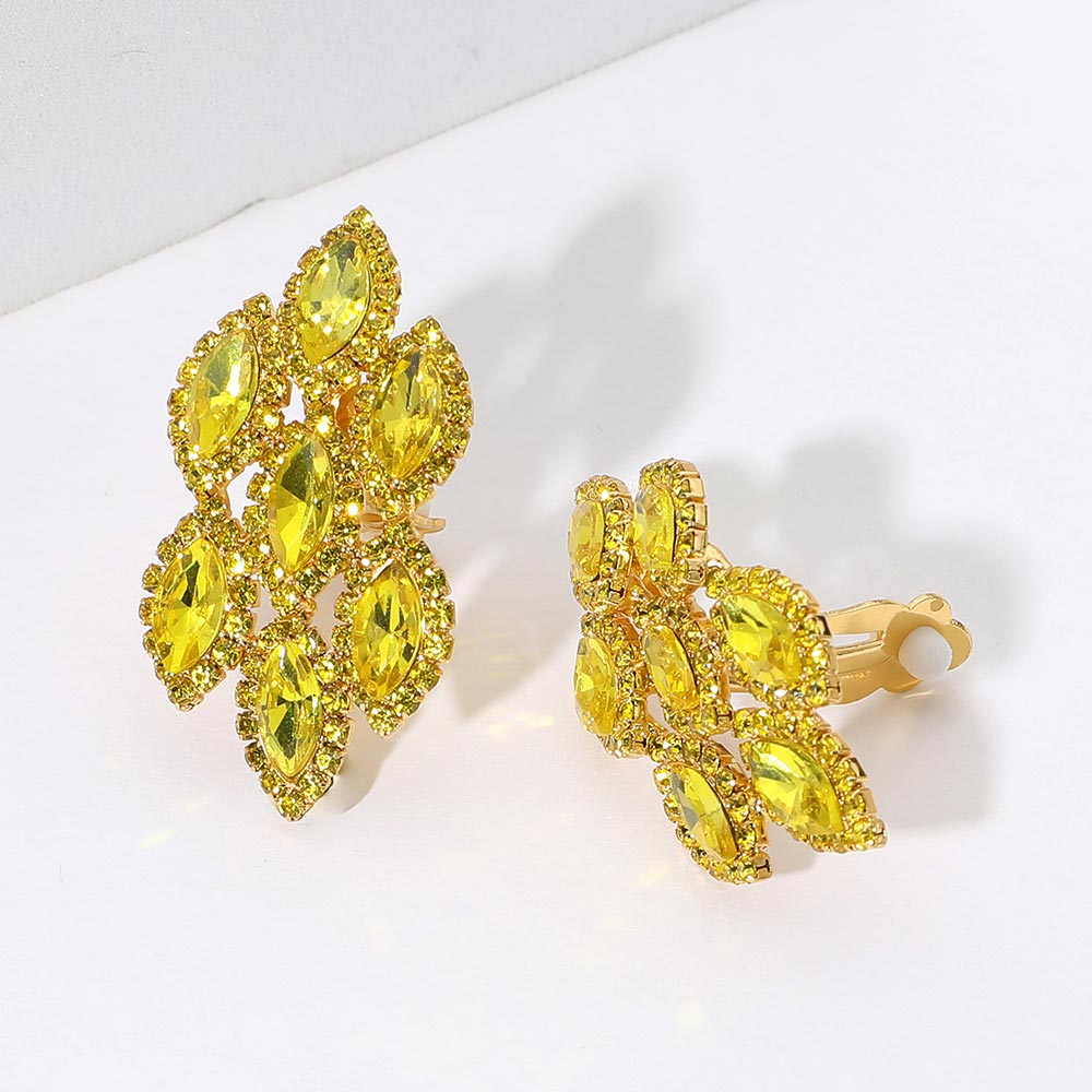 iLLASPARKZ Marquise Stone Embellished Clip On Earrings