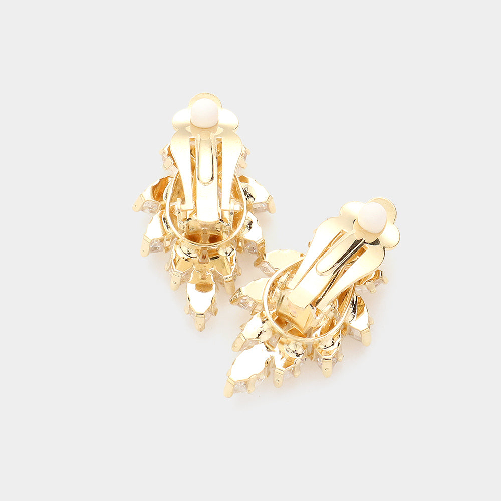 iLLASPARKZ Marquise CZ Stone Embellished Evening Clip On Earrings