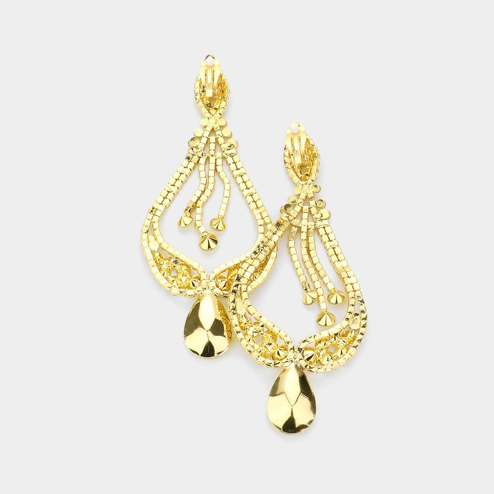iLLASPARKZ Oversized Pave Glass Teardrop Chandelier Evening Earrings