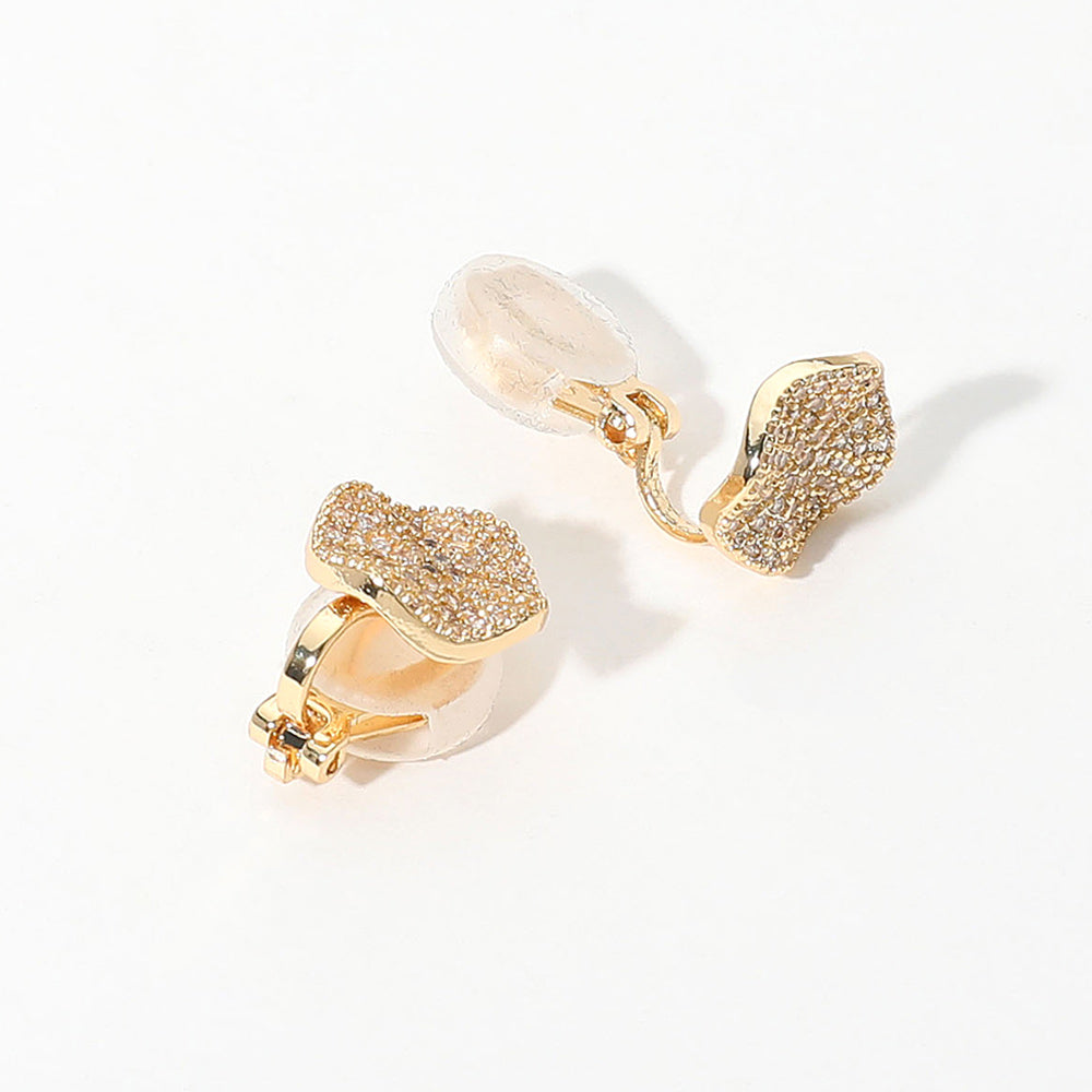 iLLASPARKZ CZ Stone Paved Wavy Disc Evening Clip On Earrings