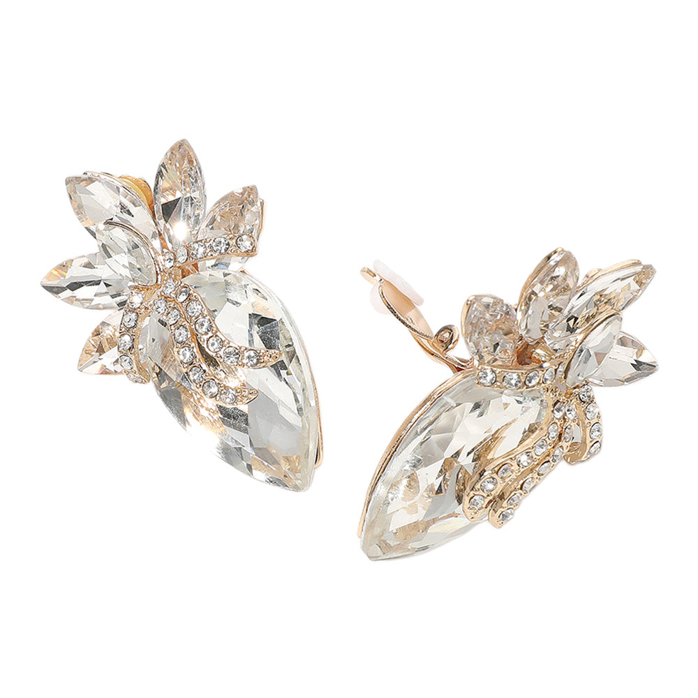 iLLASPARKZ Marquise Stone Cluster Evening Clip On Earrings