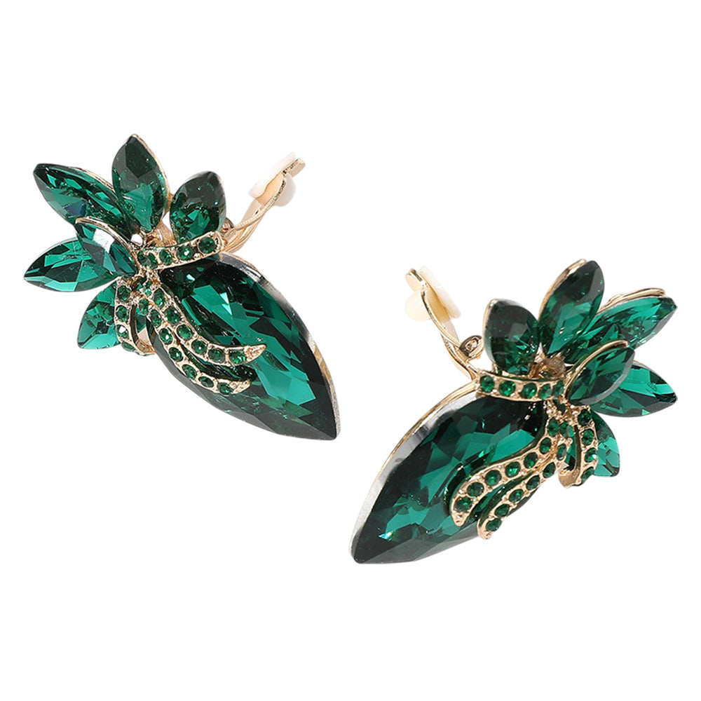 iLLASPARKZ Marquise Stone Cluster Evening Clip On Earrings