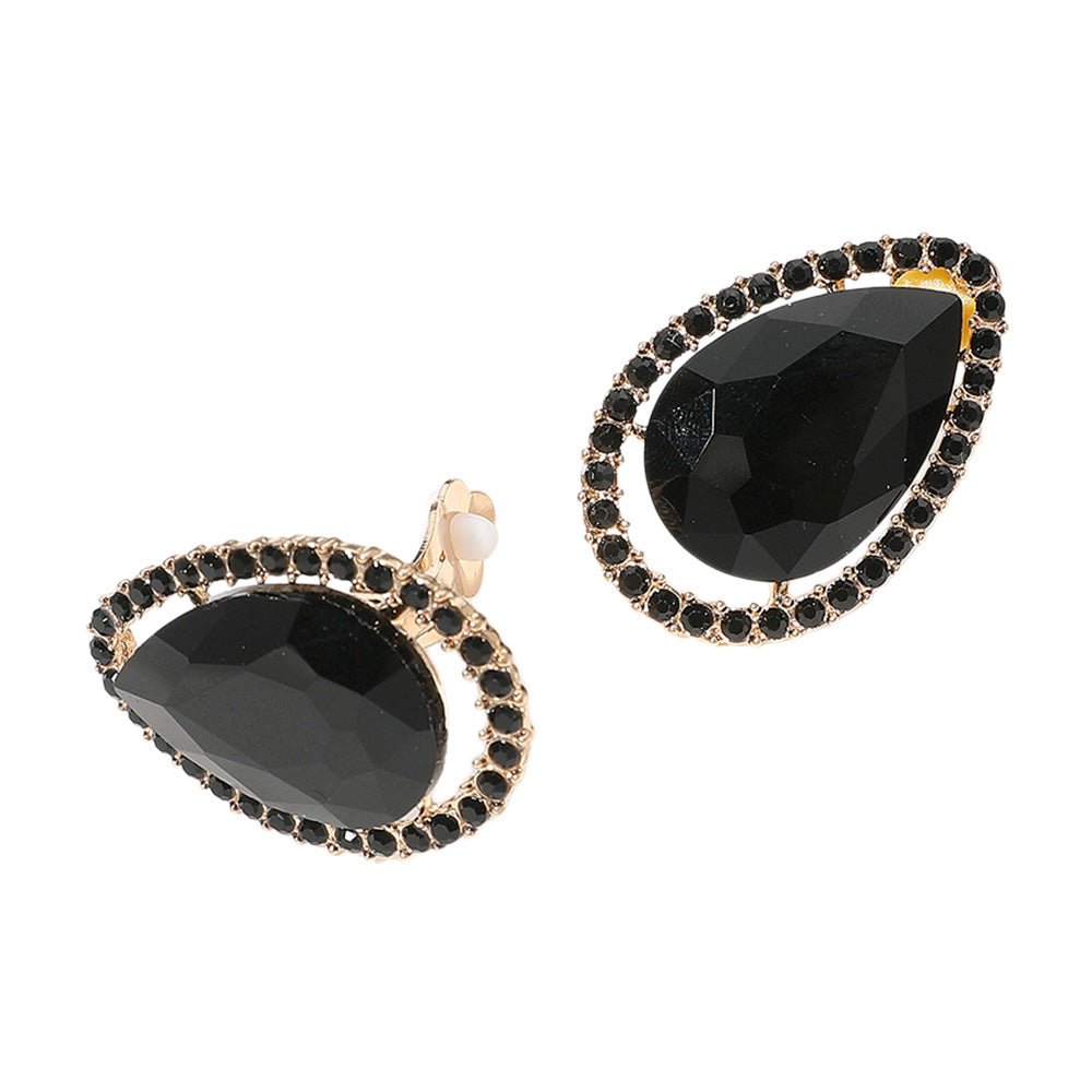 iLLASPARKZ Teardrop Stone Evening Clip On Earrings