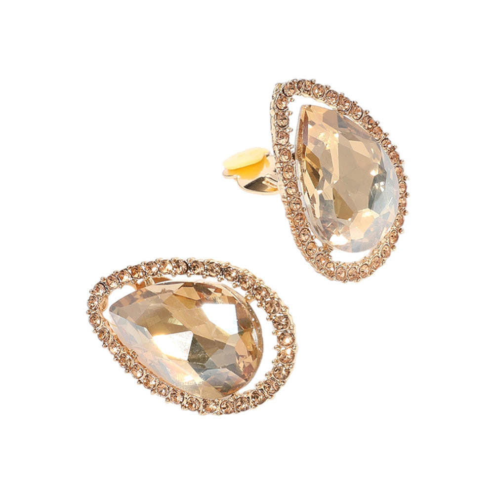 iLLASPARKZ Teardrop Stone Evening Clip On Earrings