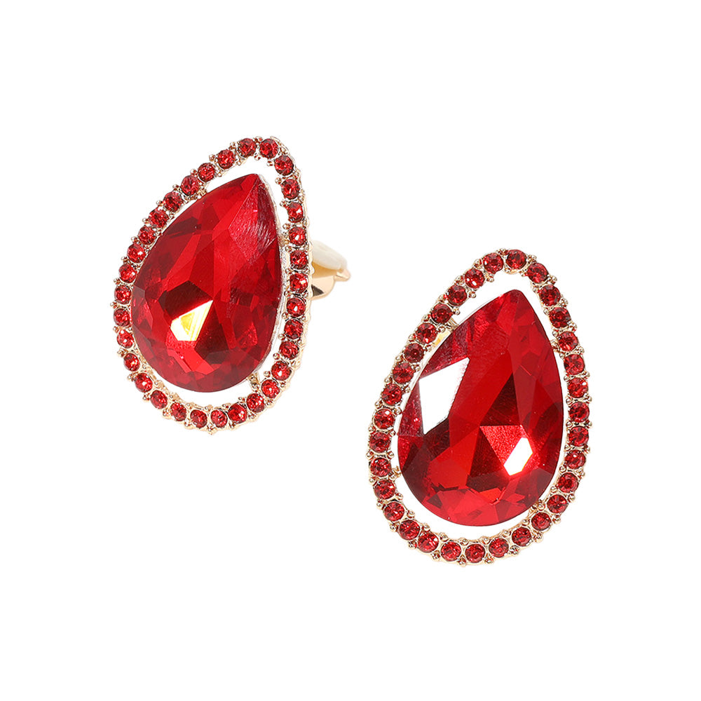 iLLASPARKZ Teardrop Stone Evening Clip On Earrings