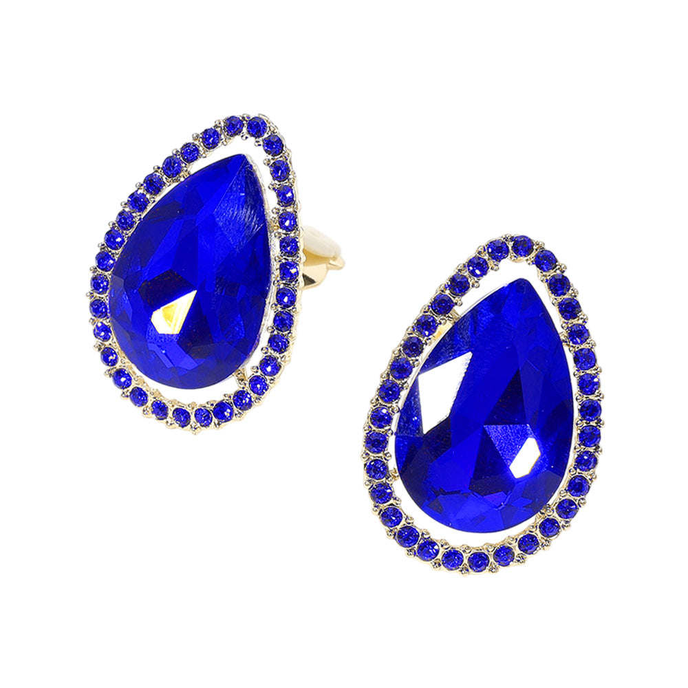 iLLASPARKZ Teardrop Stone Evening Clip On Earrings