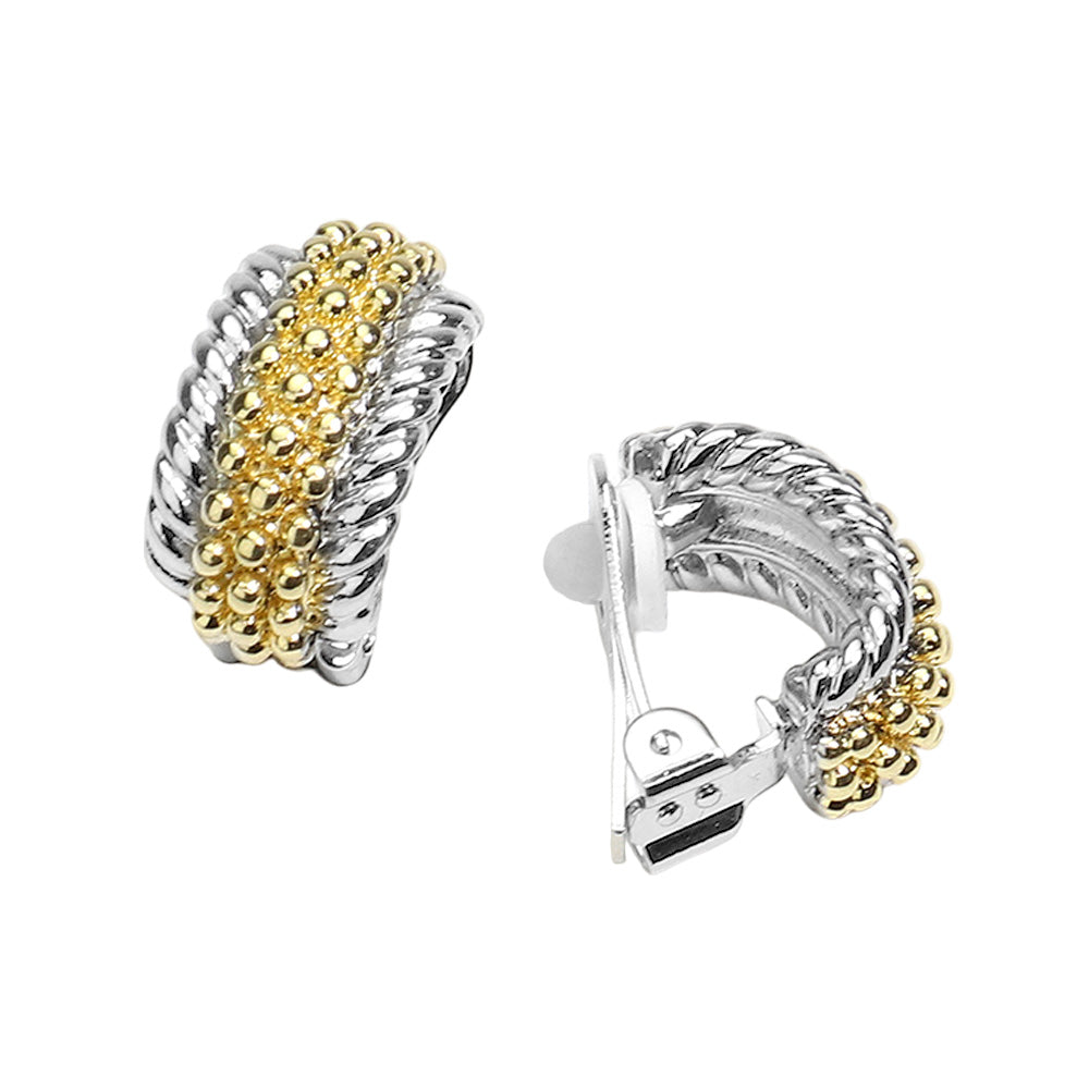 iLLASPARKZ Two Tone Metal Bubble Clip On Earrings