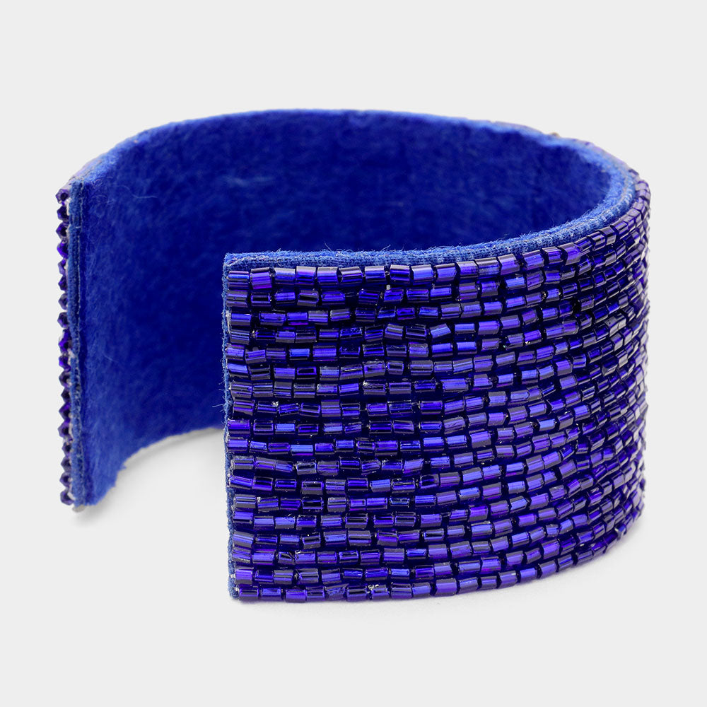 iLLASPARKZ Hamsa Hand Accented Beaded Cuff Bracelet