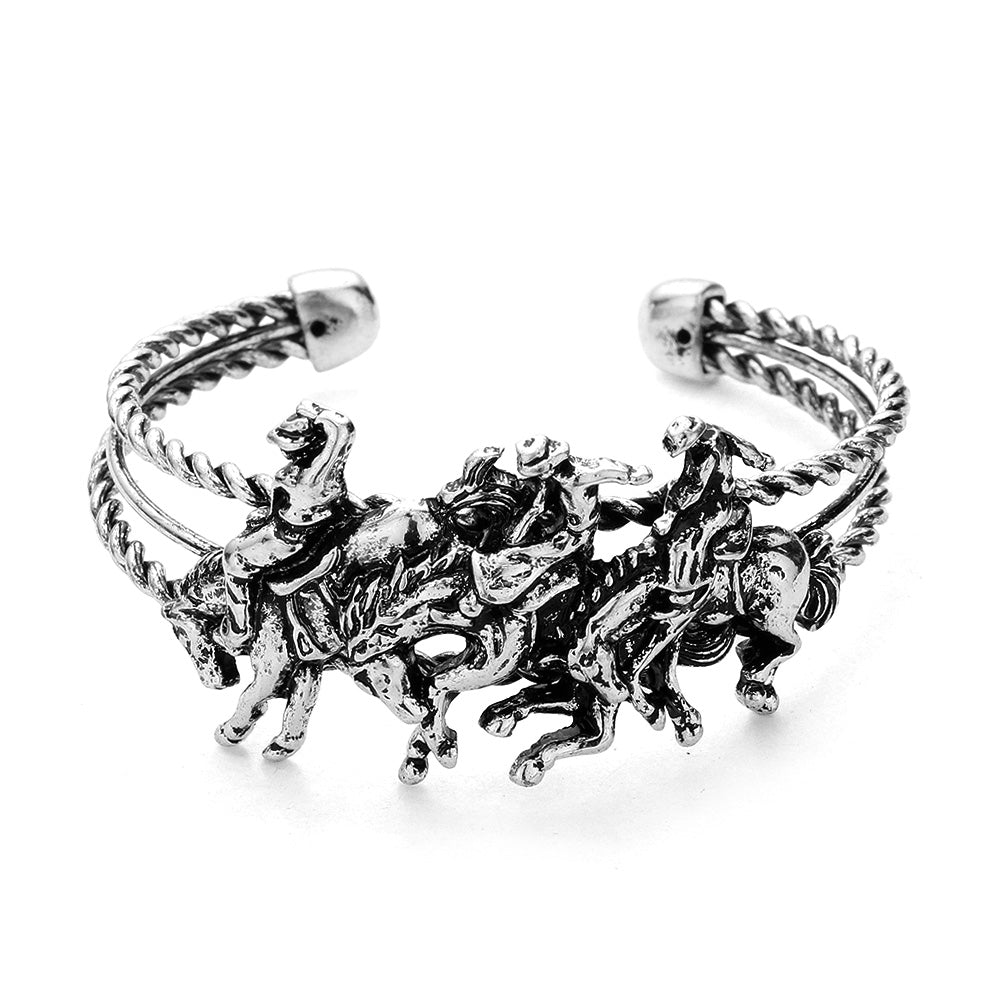 iLLASPARKZ Metal Derby Riding Running Horse Cuff Bracelet