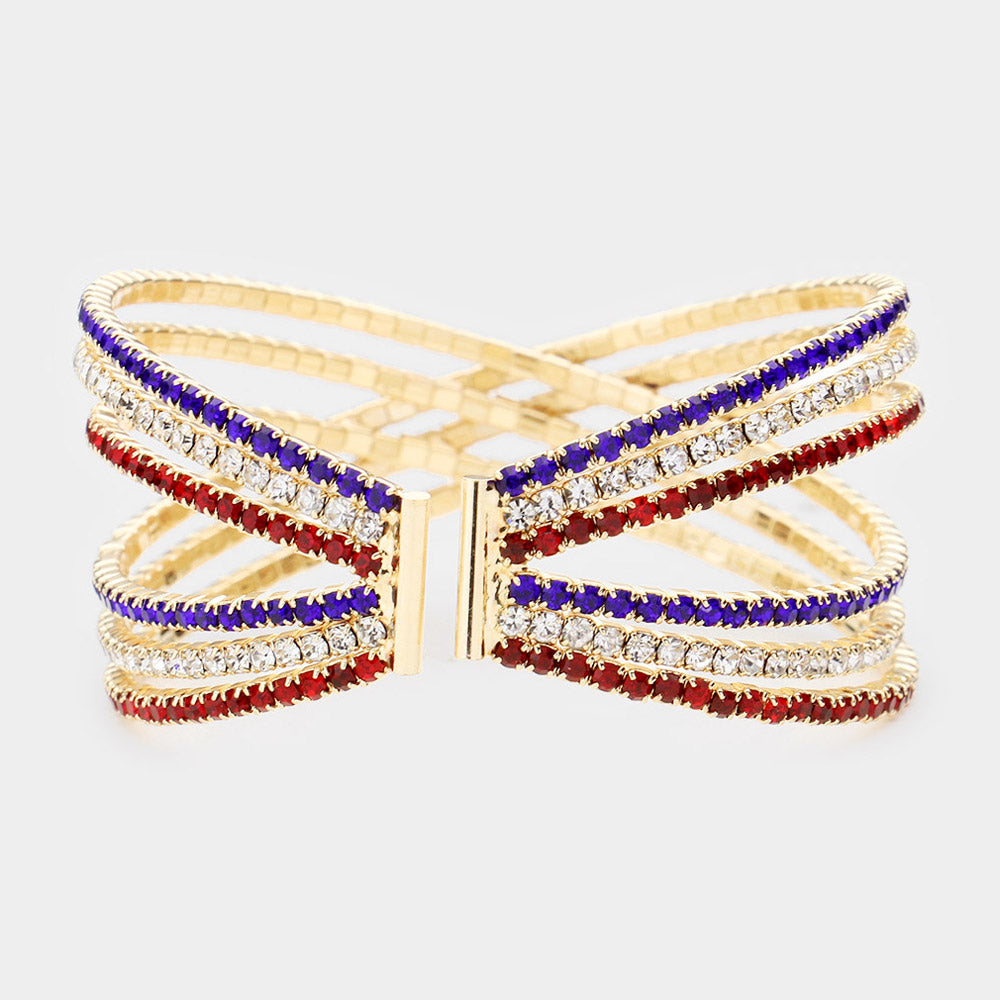 iLLASPARKZ Rhinestone Embellished Crisscross Cuff Evening Bracelet