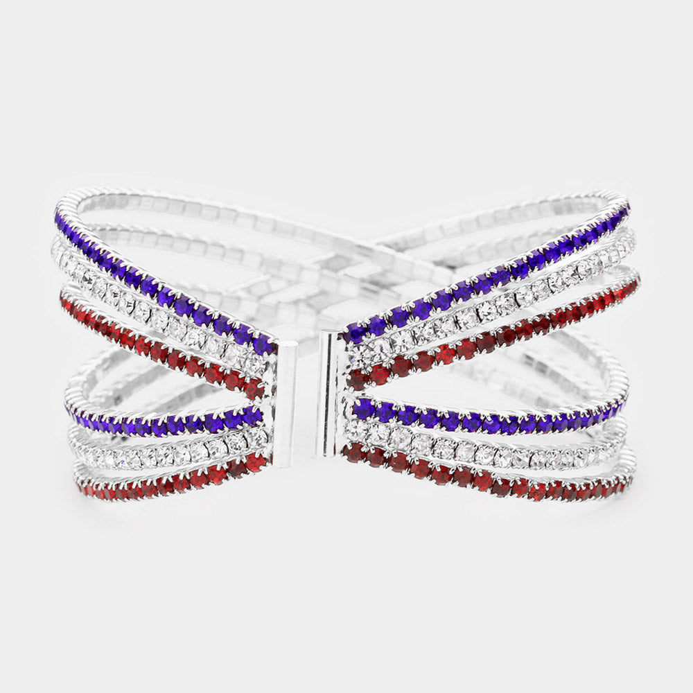 iLLASPARKZ Rhinestone Embellished Crisscross Cuff Evening Bracelet