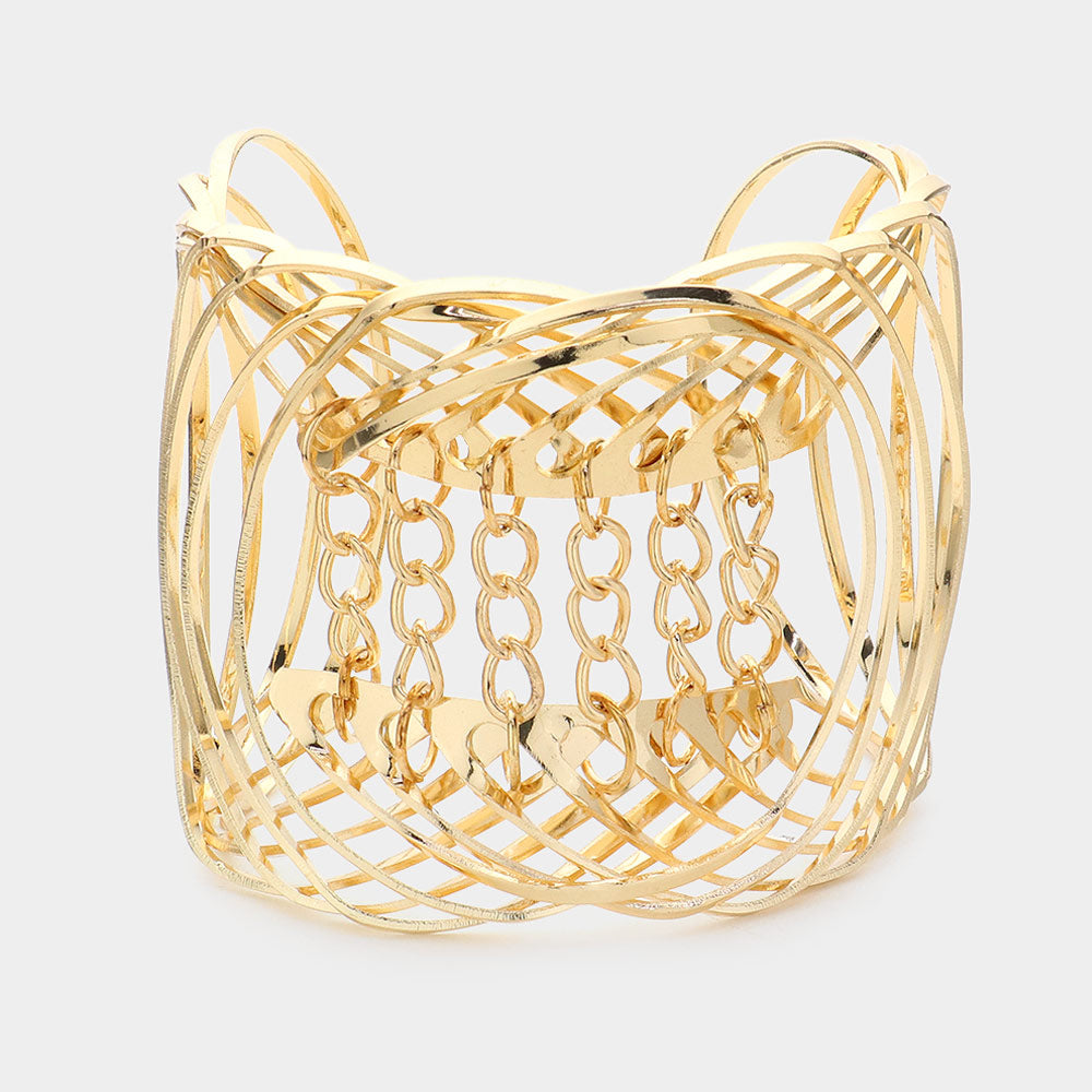 iLLASPARKZ Metal Chain Pointed Wire Cuff Bracelet