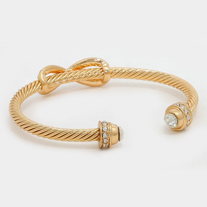 iLLASPARKZ Crystal Infinity Twisted Metal Cuff Bracelet