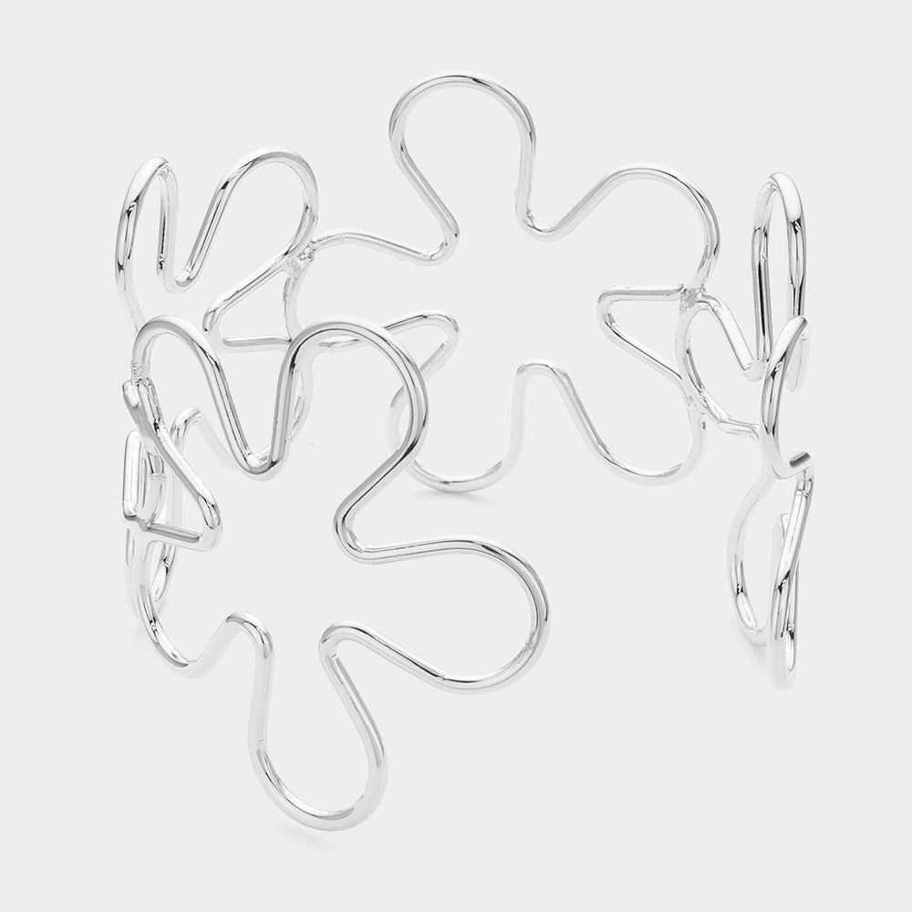 Open Metal Flower Cuff Bracelet