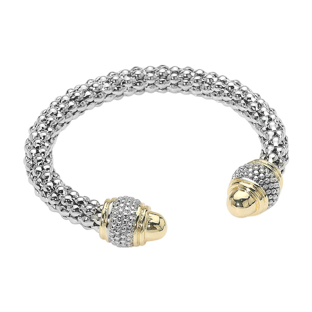iLLASPARKZ Two Tone Textured Dome Tip Cuff Bracelet