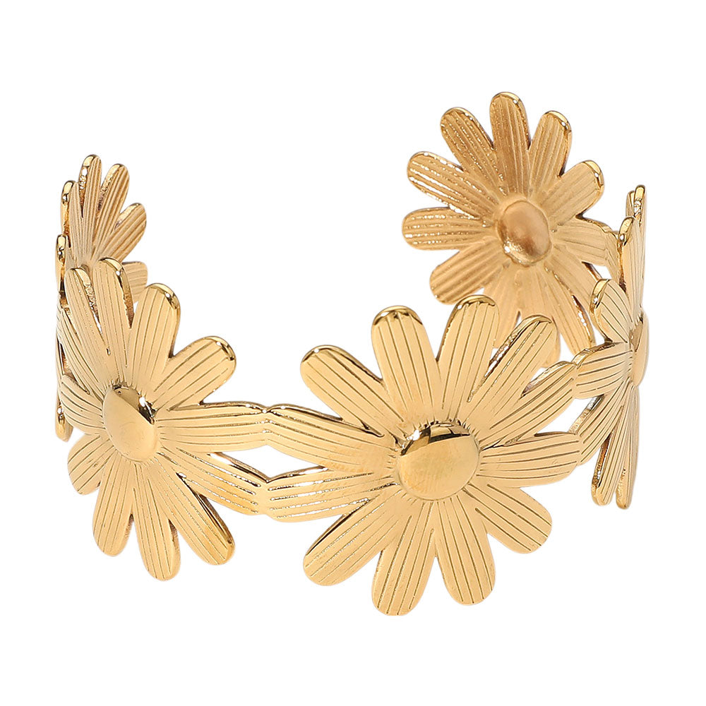 iLLASPARKZ SECRET BOX_Stainless Steel Playful Floral Cuff Bracelet