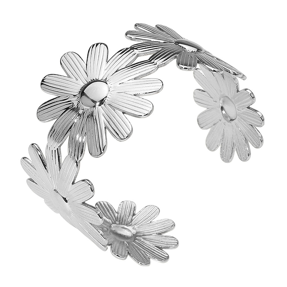 iLLASPARKZ SECRET BOX_Stainless Steel Playful Floral Cuff Bracelet