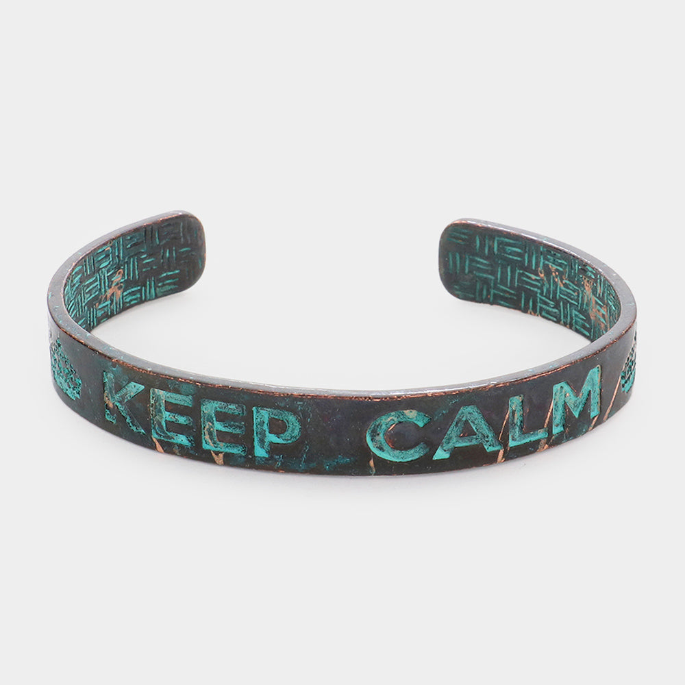 iLLASPARKZ Keep Calm Message Metal Cuff Bracelet