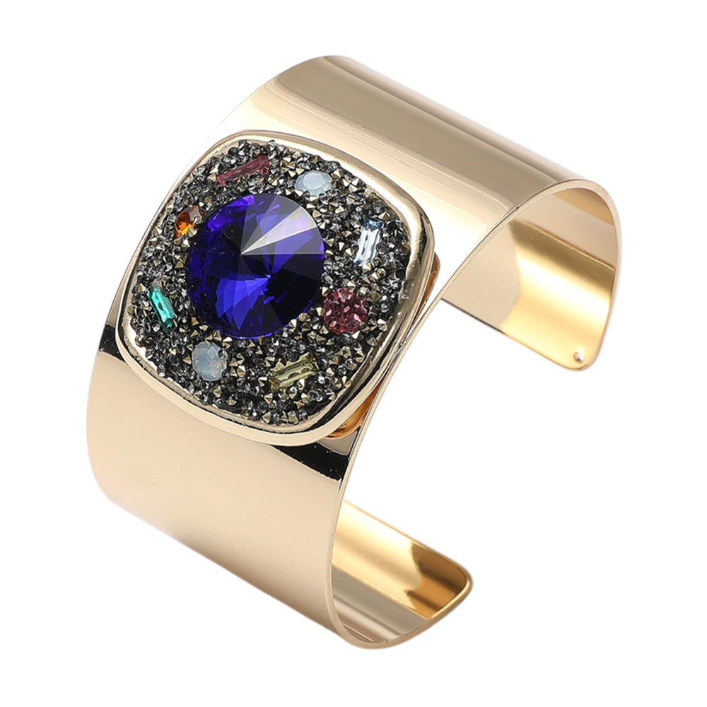iLLASPARKZ Square Glass Stone Embellished Bling Studded Pointed Cuff Bracelet
