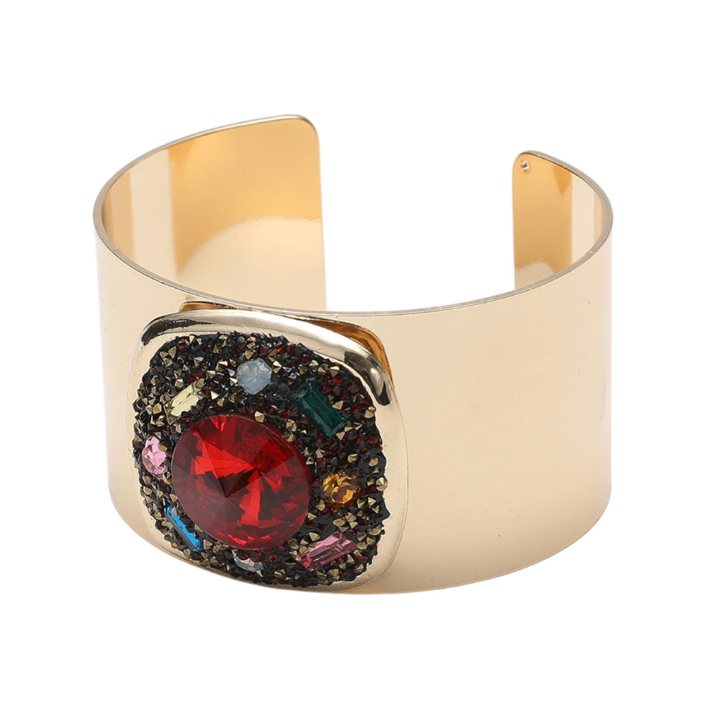 iLLASPARKZ Square Glass Stone Embellished Bling Studded Pointed Cuff Bracelet