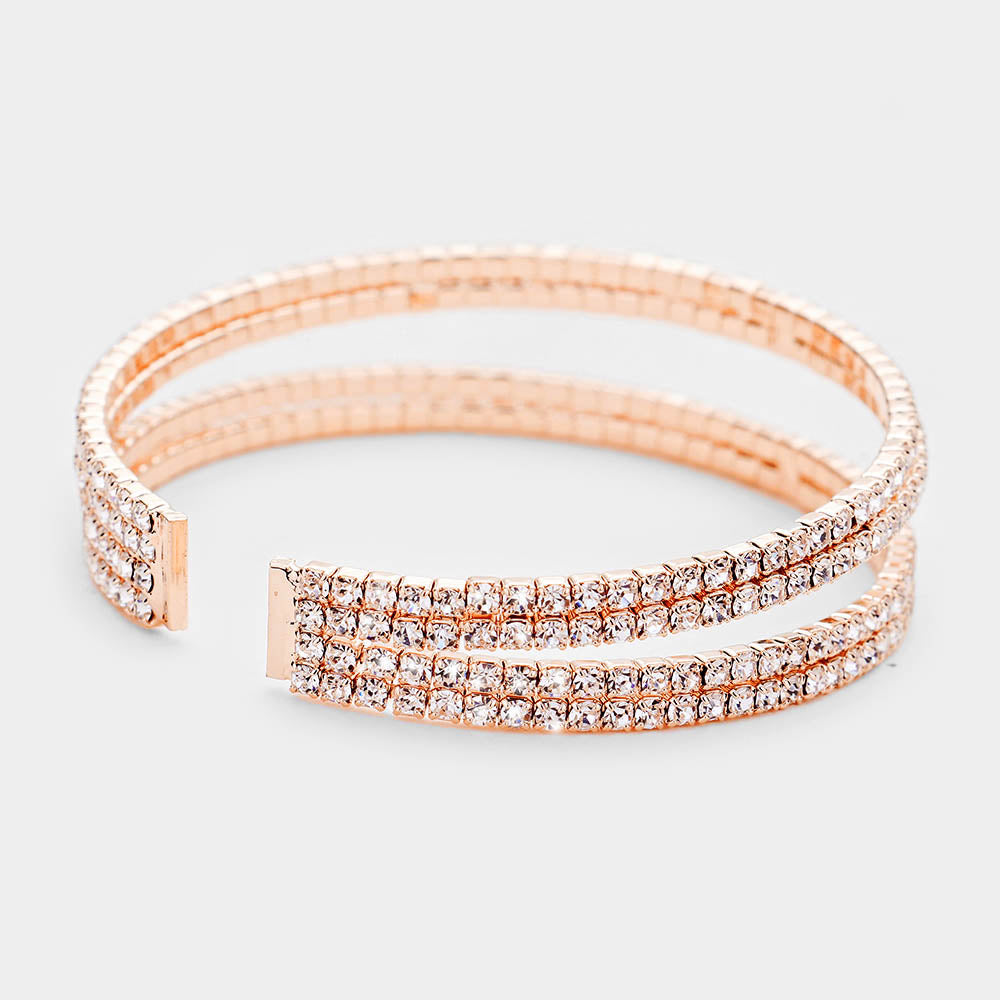 iLLASPARKZ Split Layer Crystal Rhinestone Evening Cuff Bracelet