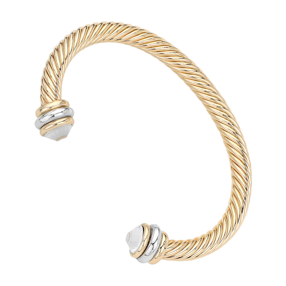 iLLASPARKZ Stone Tip Twisted Rope Cuff Bracelet