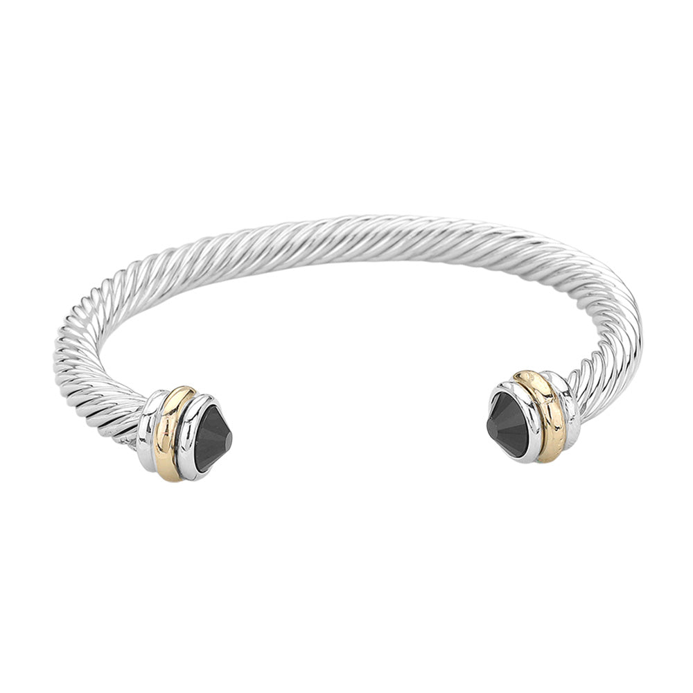 iLLASPARKZ Stone Tip Twisted Rope Cuff Bracelet