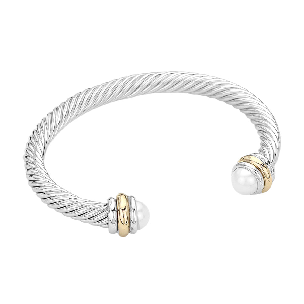 iLLASPARKZ Pearl Tip Twisted Rope Cuff Bracelet