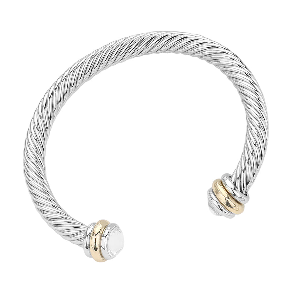 iLLASPARKZ Stone Tip Twisted Rope Cuff Bracelet