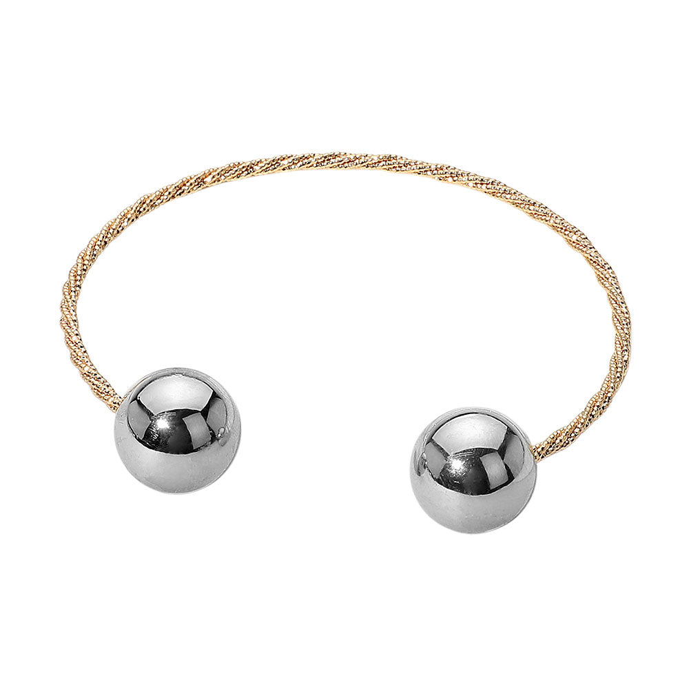 iLLASPARKZ Metal Ball Open Cuff Bracelet