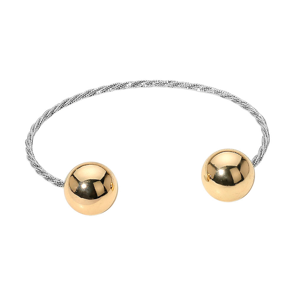 iLLASPARKZ Metal Ball Open Cuff Bracelet