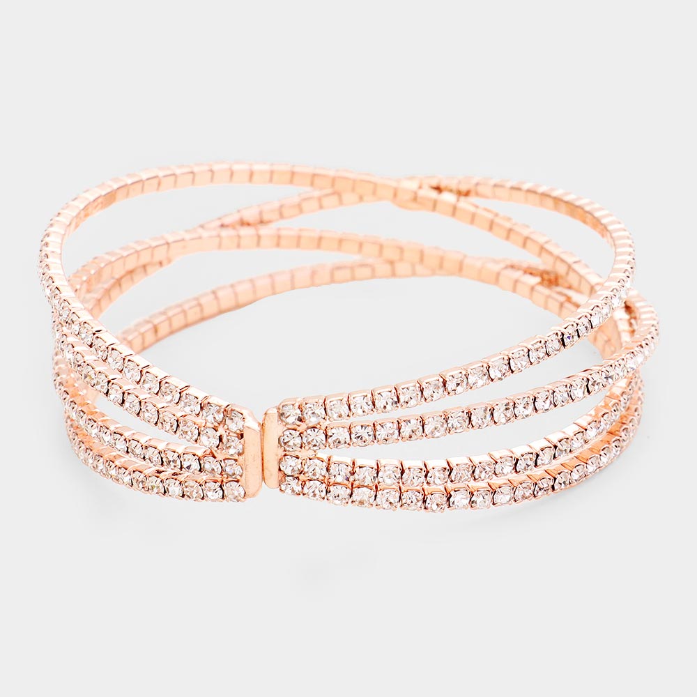 iLLASPARKZ Crisscross Crystal Rhinestone Pave Cuff Bracelet