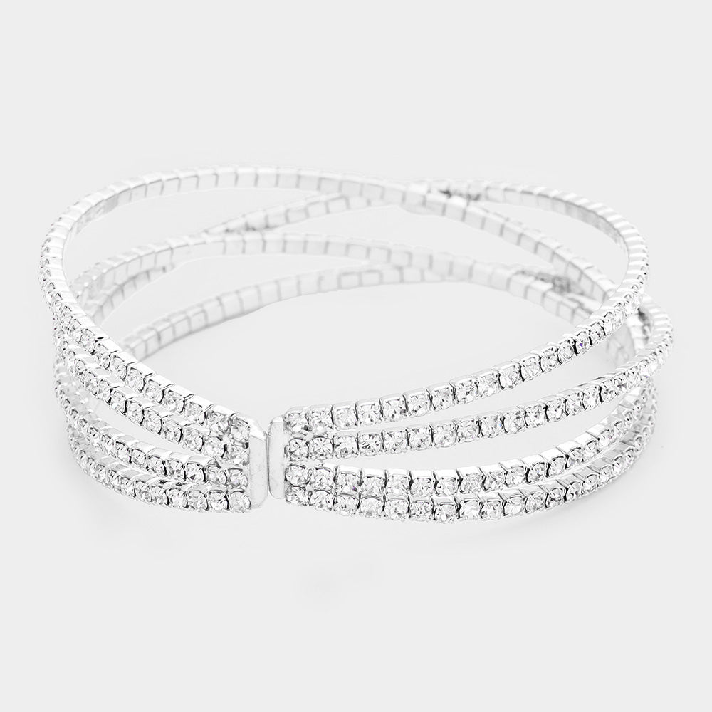 iLLASPARKZ Crisscross Crystal Rhinestone Pave Cuff Bracelet
