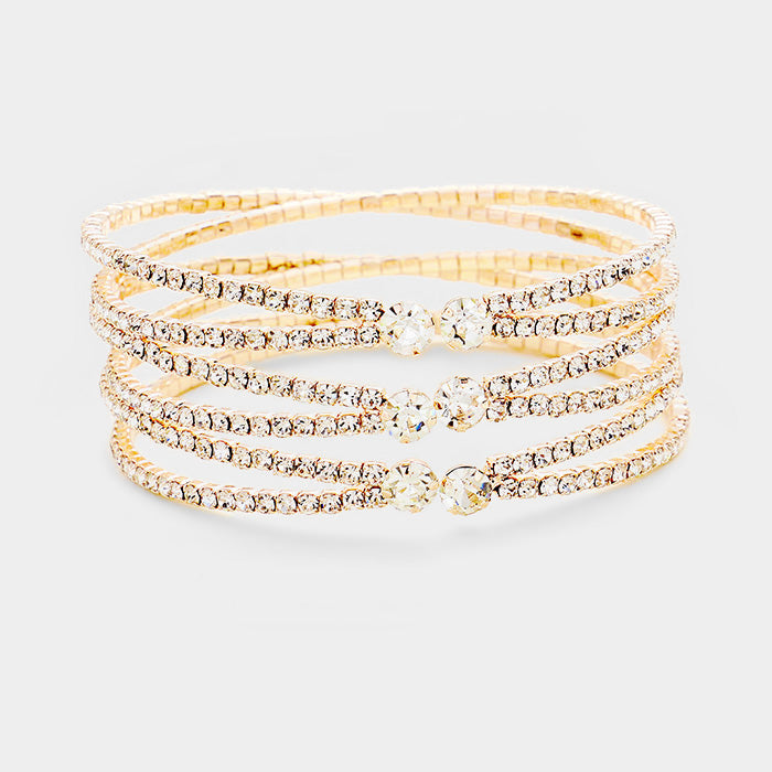 iLLASPARKZ Crisscross Rhinestone Pave Cuff Bracelet