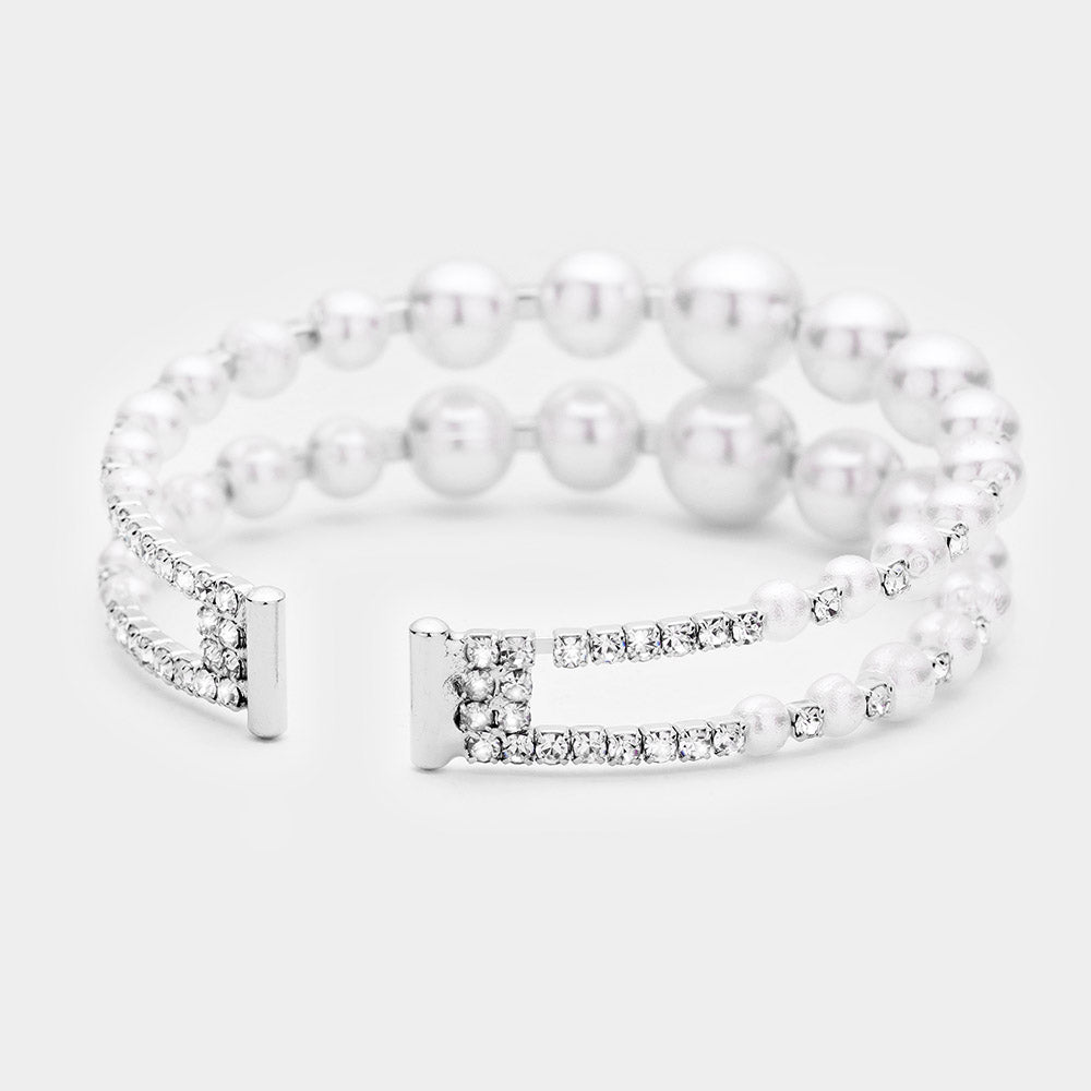 iLLASPARKZ Pearl Rhinestone Statement Cuff Bracelet