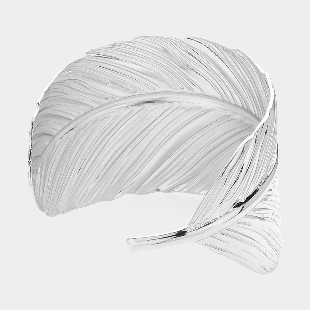 iLLASPARKZ Textured Metal Leaf Cuff Bracelet