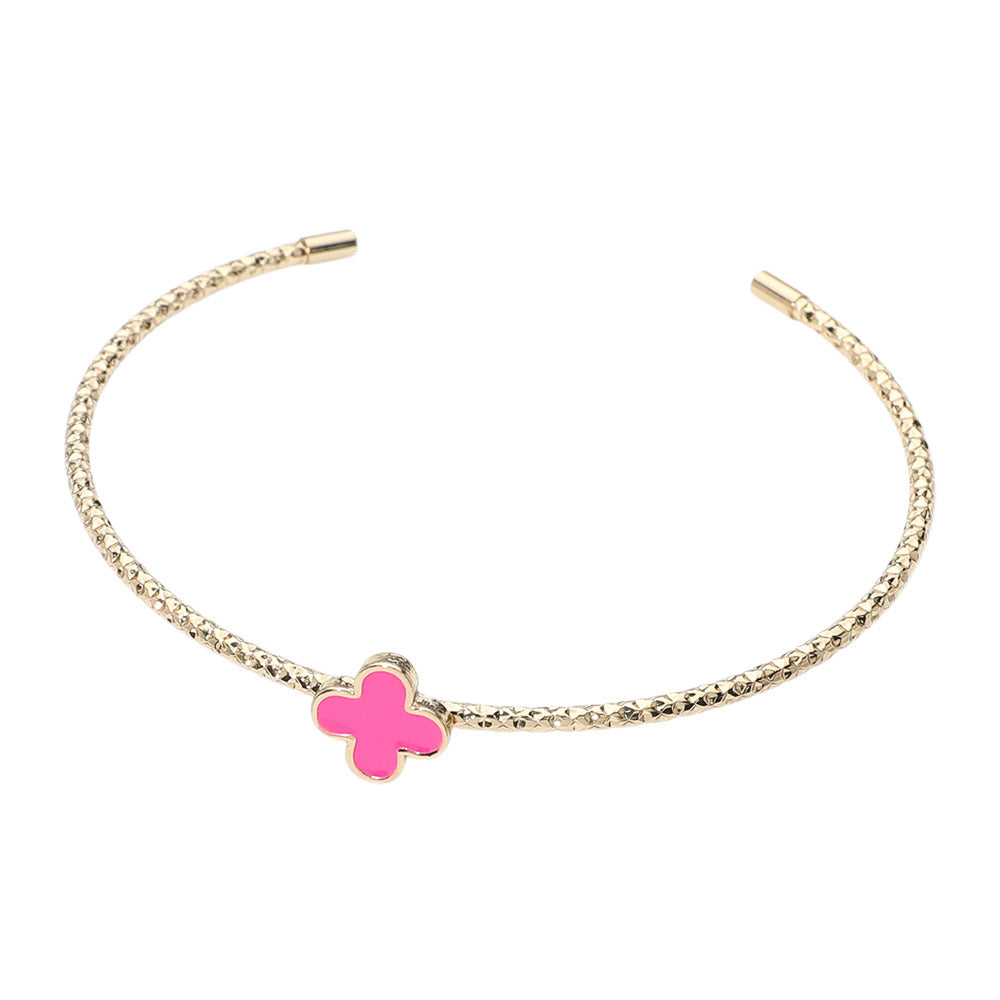 iLLASPARKZ Enamel Quatrefoil Pointed Cuff Bracelet