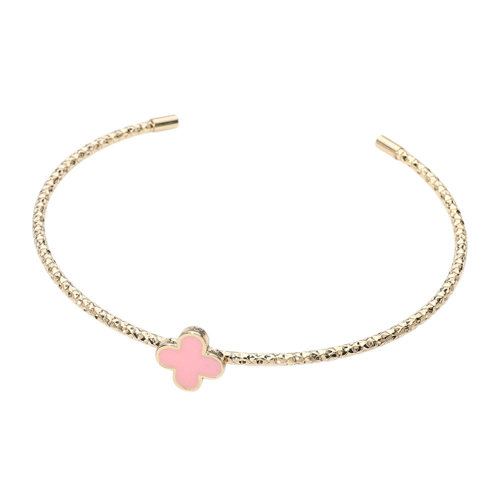 iLLASPARKZ Enamel Quatrefoil Pointed Cuff Bracelet