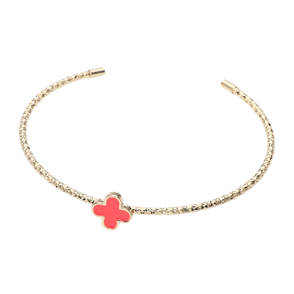 iLLASPARKZ Enamel Quatrefoil Pointed Cuff Bracelet