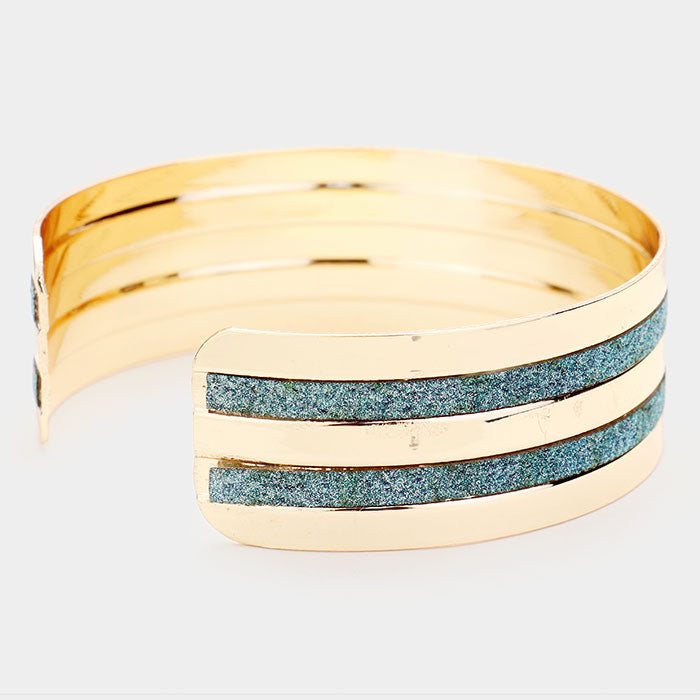 iLLASPARKZ Metal Shiny Stripe Detail Cuff Bracelet