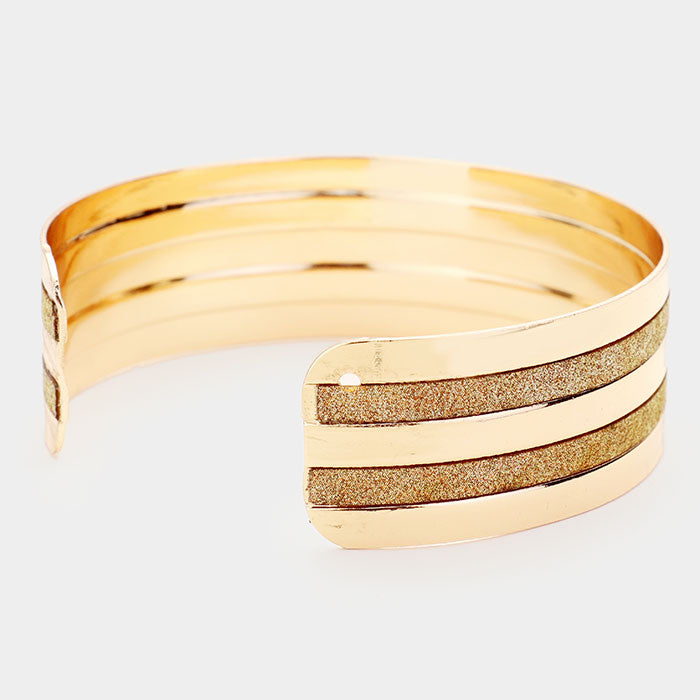 iLLASPARKZ Metal Shiny Stripe Detail Cuff Bracelet