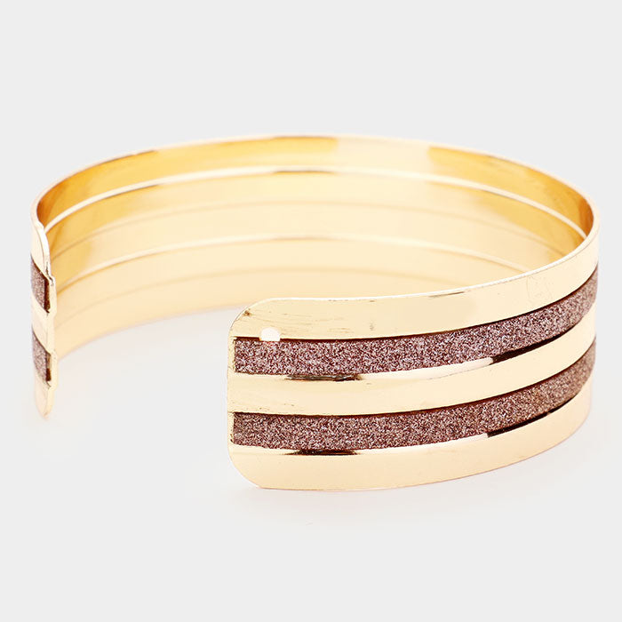 iLLASPARKZ Metal Shiny Stripe Detail Cuff Bracelet