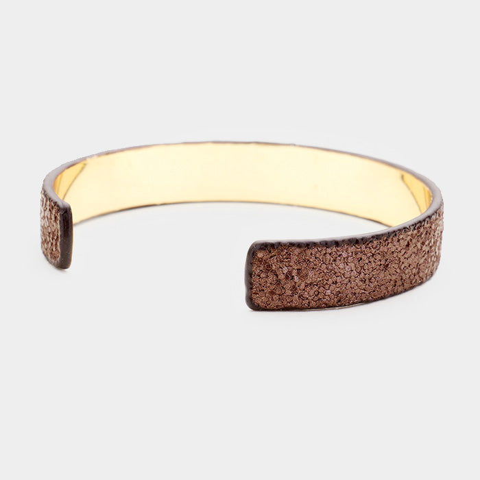 iLLASPARKZ Glitter Leather Textured Cuff Bracelet