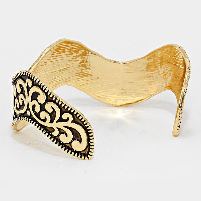 iLLASPARKZ Embossed wavy metal filigree cuff bracelet