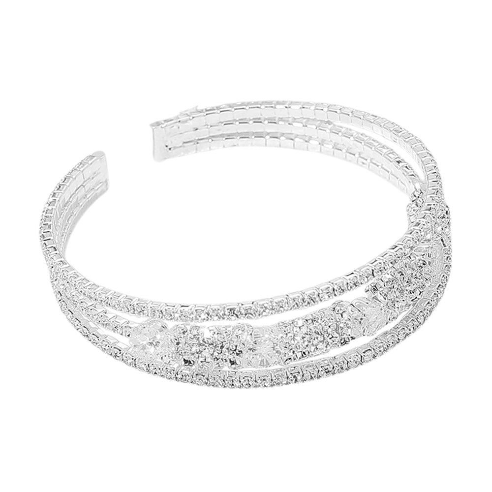 iLLASPARKZ CZ Stone Paved Split Evening Cuff Bracelet