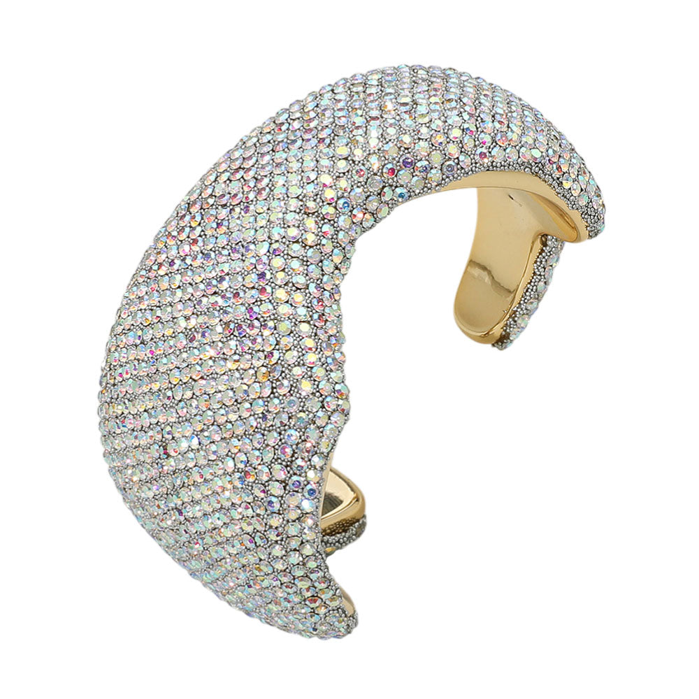 iLLASPARKZ Bold Rhinestone Wave Evening Cuff Bracelet
